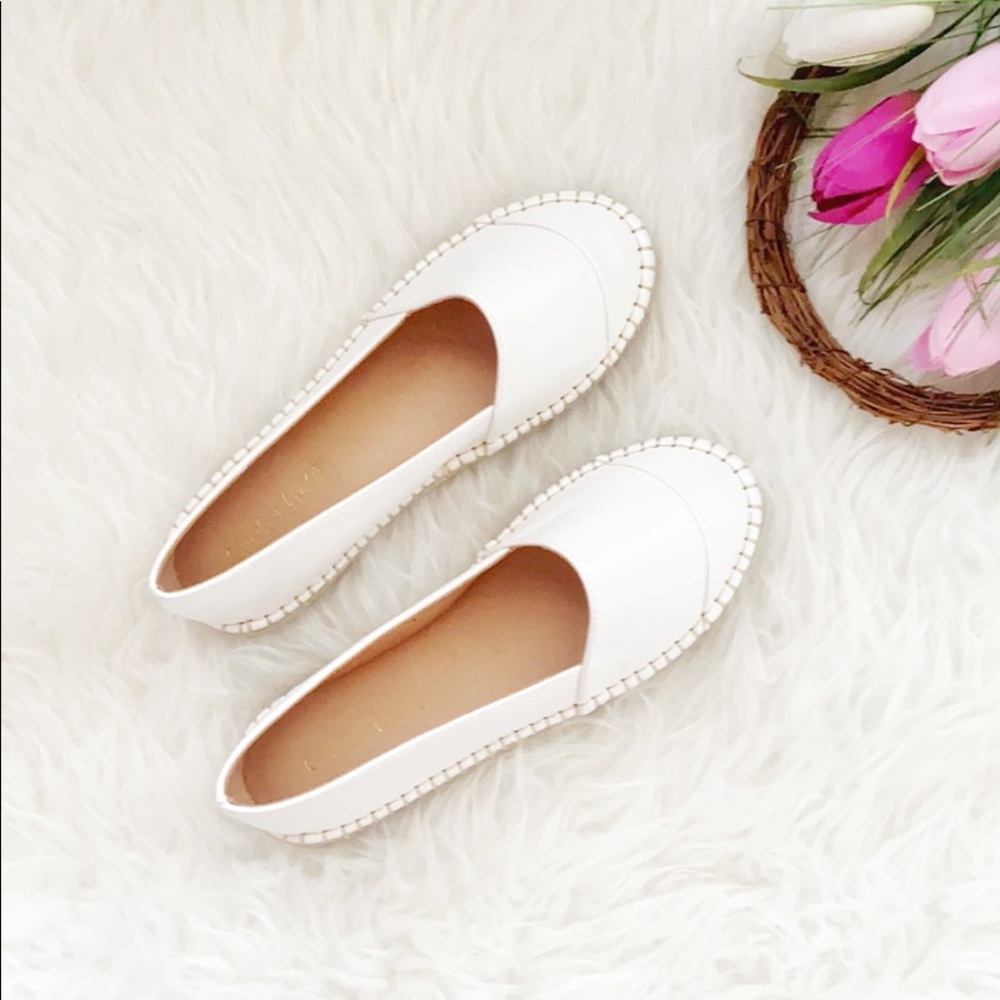 Feet-love-fashion White Slip-on Espadrille Flats